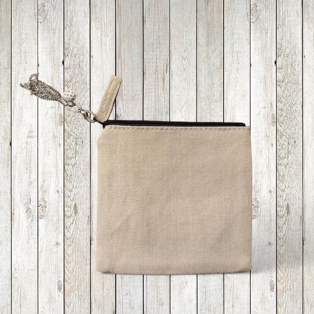 white + black striped coin purse with zipper